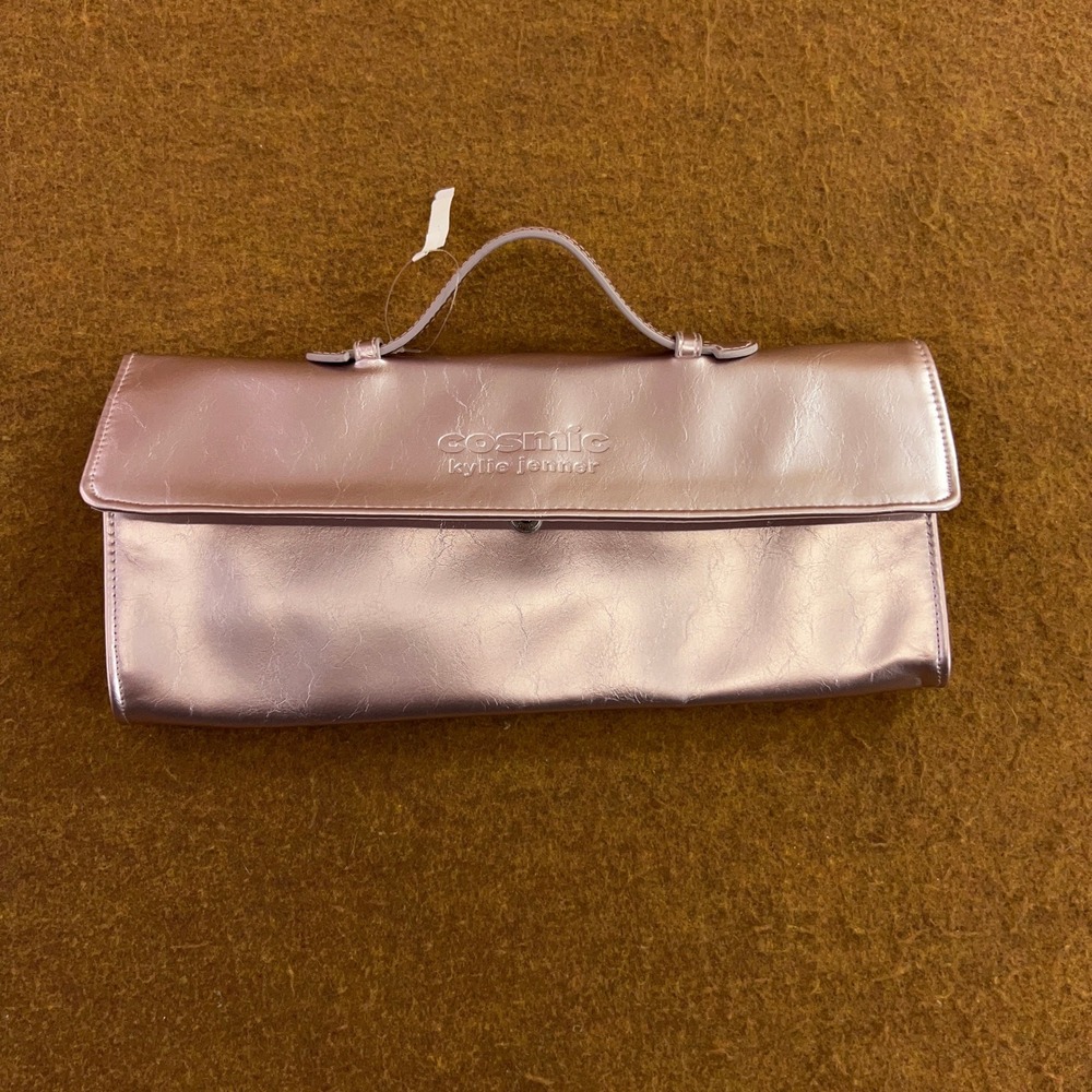 Kylie Jenner Women OS Rose Gold Cosmic Metallic Makeup Bag Clutch New